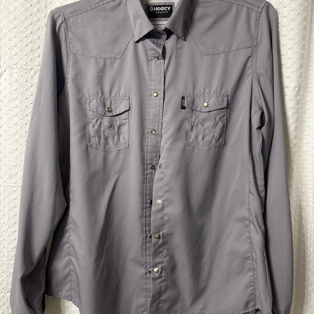 Hooey Gray Button Down Shirt Classic Casual Top